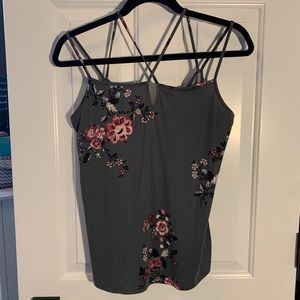 Floral green/grey tank